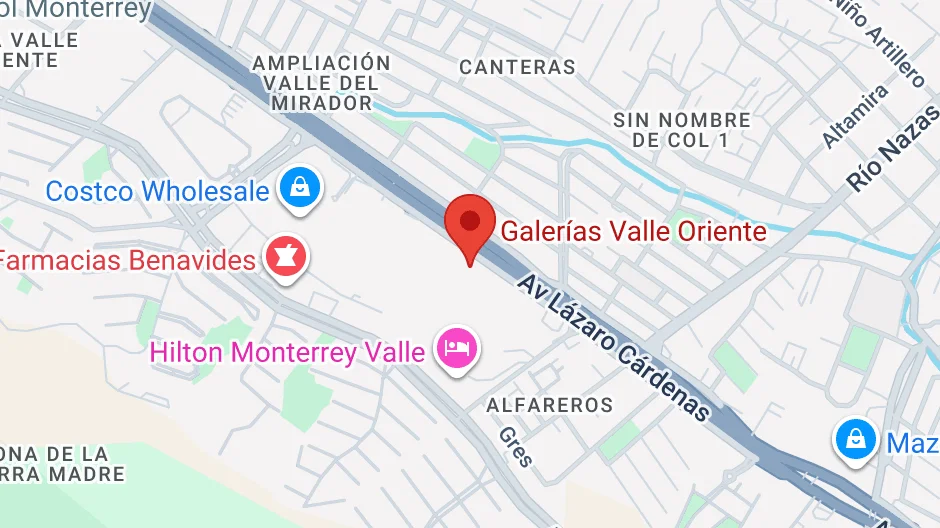 Mapa Sucursal Galerías Valle Oriente