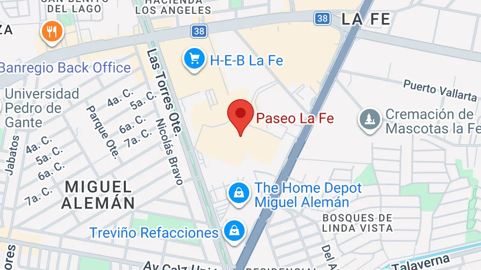 Mapa Sucursal Paseo La Fe