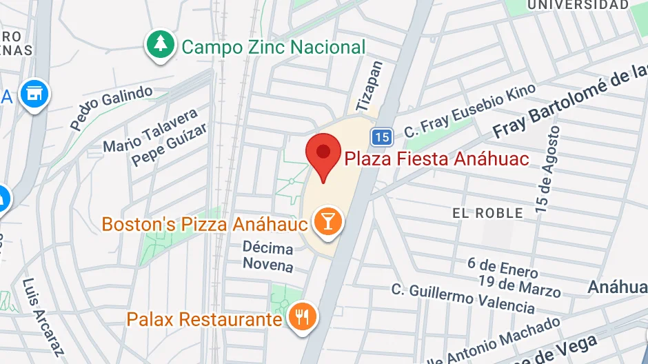 Mapa Sucursal Plaza Fiesta Anáhuac