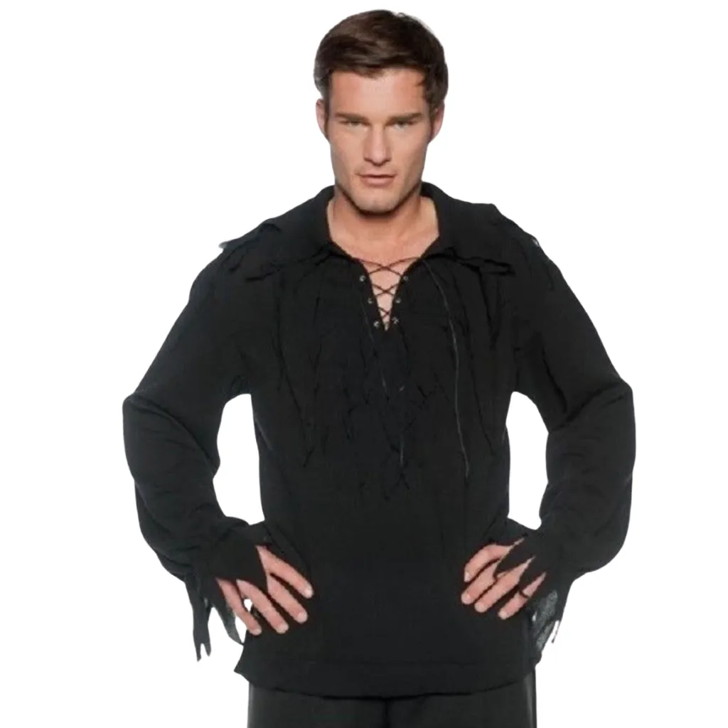 TATTERED PIRATE SHIRT BLK