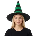 TWO TONE VELVET WITCH HAT GRN/BLK