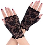 YW BLACK LACE SHORT GLOVES W/FINGER STD