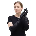 YW SATIN ADLT BLACK LONG GLOVES 50 CM