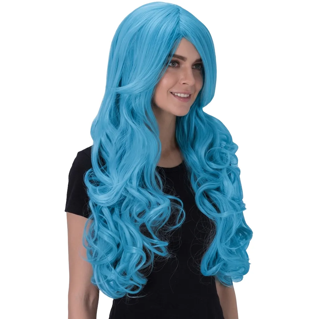 [FX81951] YWQ EXC WAVY LAYERED WIG BLUE