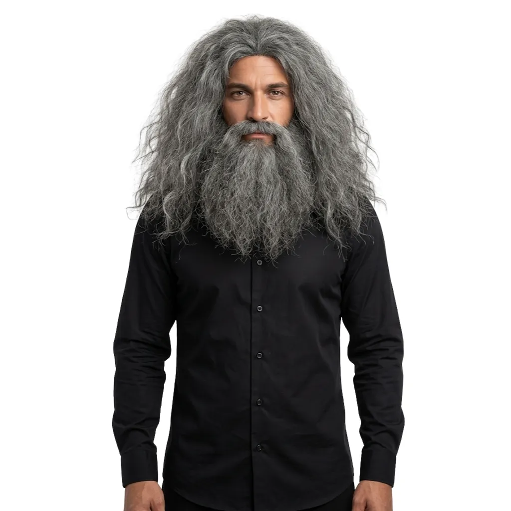 [FX81943] YWQ EXC WIZARD WIG & BEARD GREY