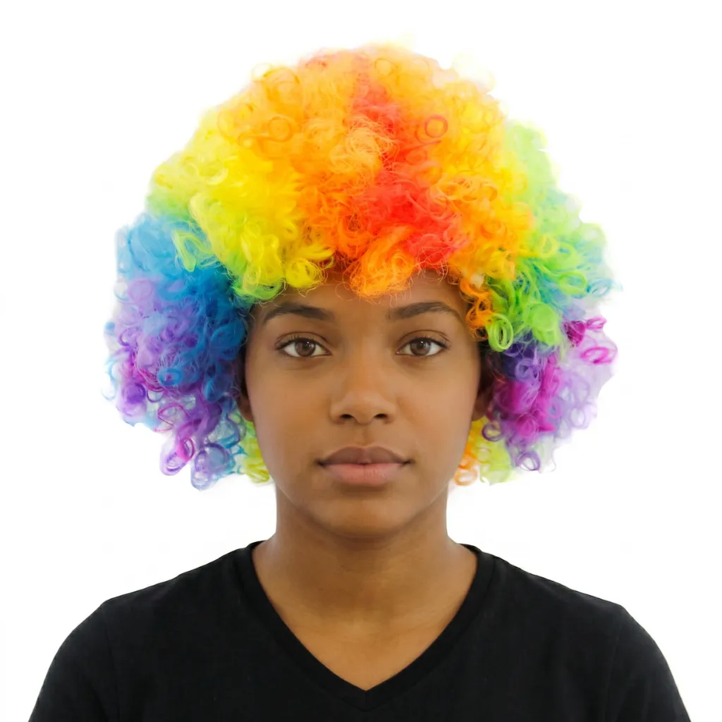 [FX76327] AFRO CLOWN WIG MULTICOLORED
