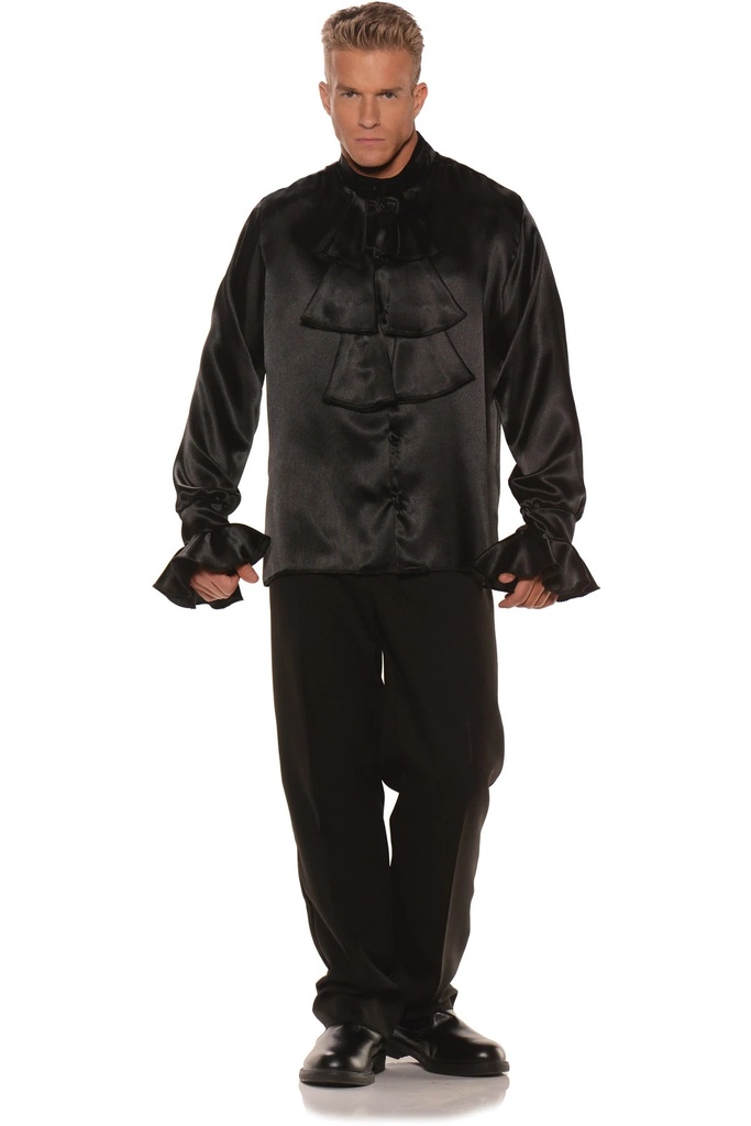 BLACK SATIN GOTH SHIRT ADLT