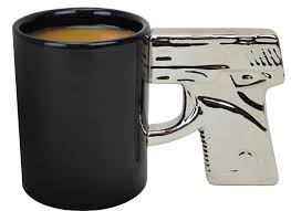 [BM1573] CHROME HANDLED GUN MUG