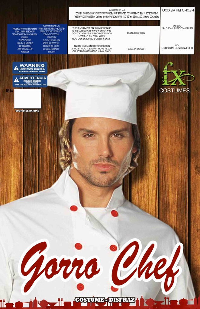 [FX78271] GORRO DE CHEF ADLT