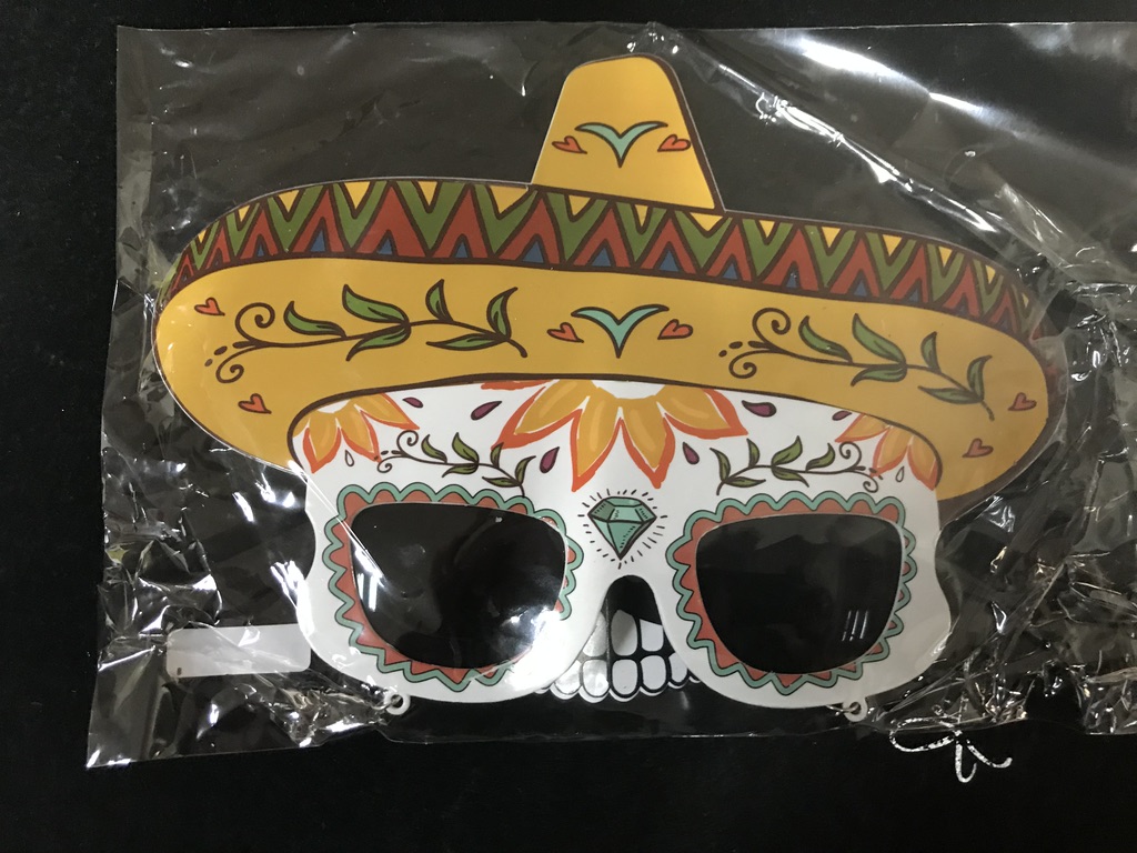[2214-3] LENTES-MASCARA CALAVERA SOMBERRO BIGOTE