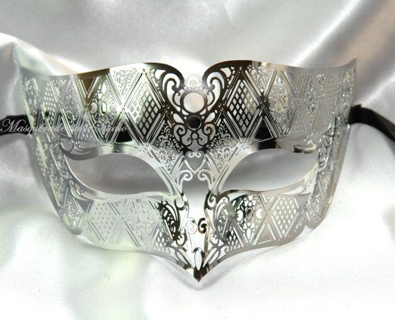 [M7132S] METAL VENETIAN MASKS SILVER