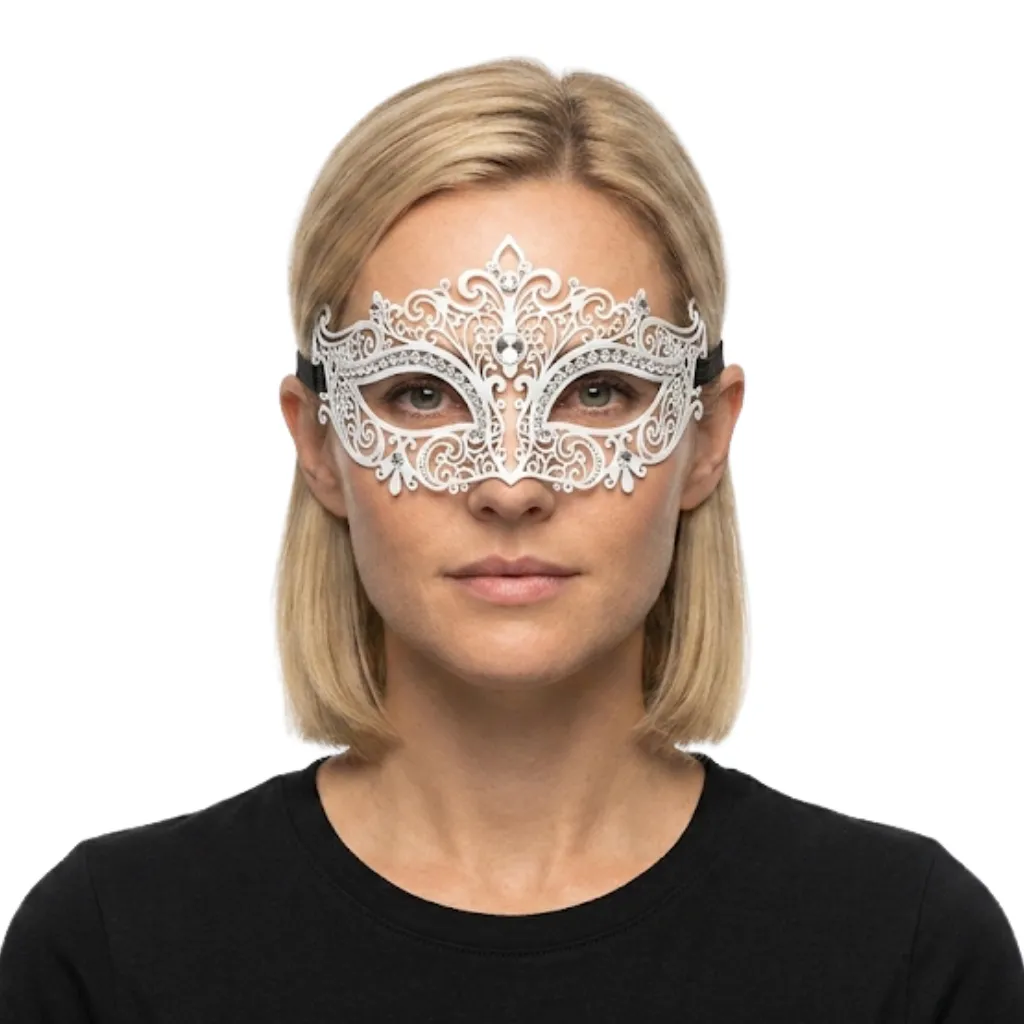 METAL VENETIAN MASKS WHITE