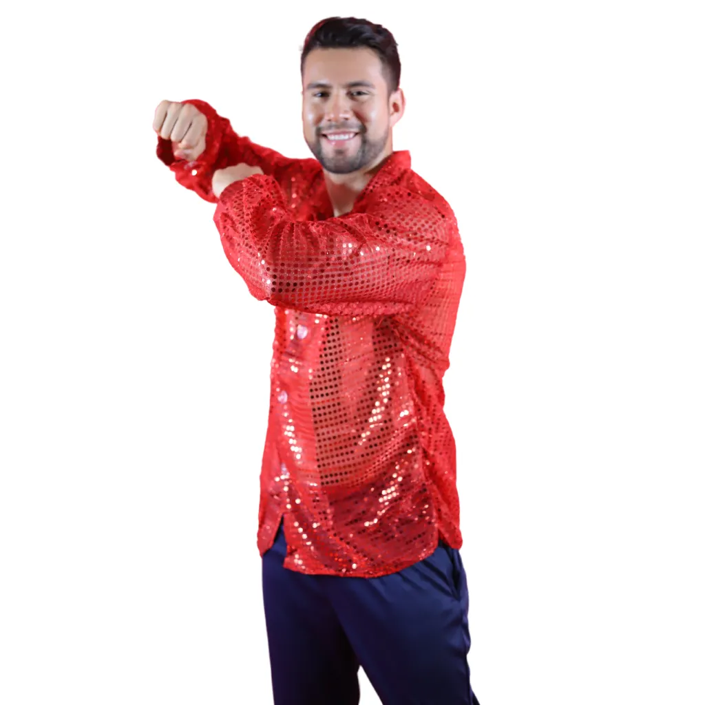 [28592-XL] RED SEQUIN SHIRT ADLT (XL)