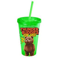 [TZ05087] PLASTIC COLD CUP 16 OZ LID STRAW THUNDER