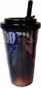 PLASTIC COLD CUP 16 OZ AND STRAW GODZILL