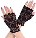 YW BLACK LACE SHORT GLOVES W/FINGER STD
