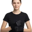 YW SATIN ADLT BLACK SHORT GLOVES