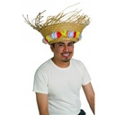 BEACH HAT W-FLORAL TRIM